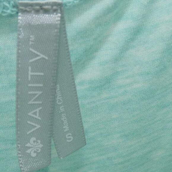 Vanity Sleeveless Soft Pastel Blue Green Criss Cross Lace Women's Size S - Picture 5 of 6